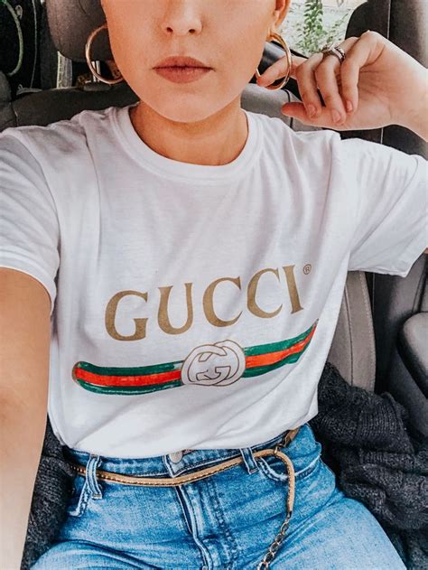 gucci inspired t shirt|Gucci swag outfit for women.